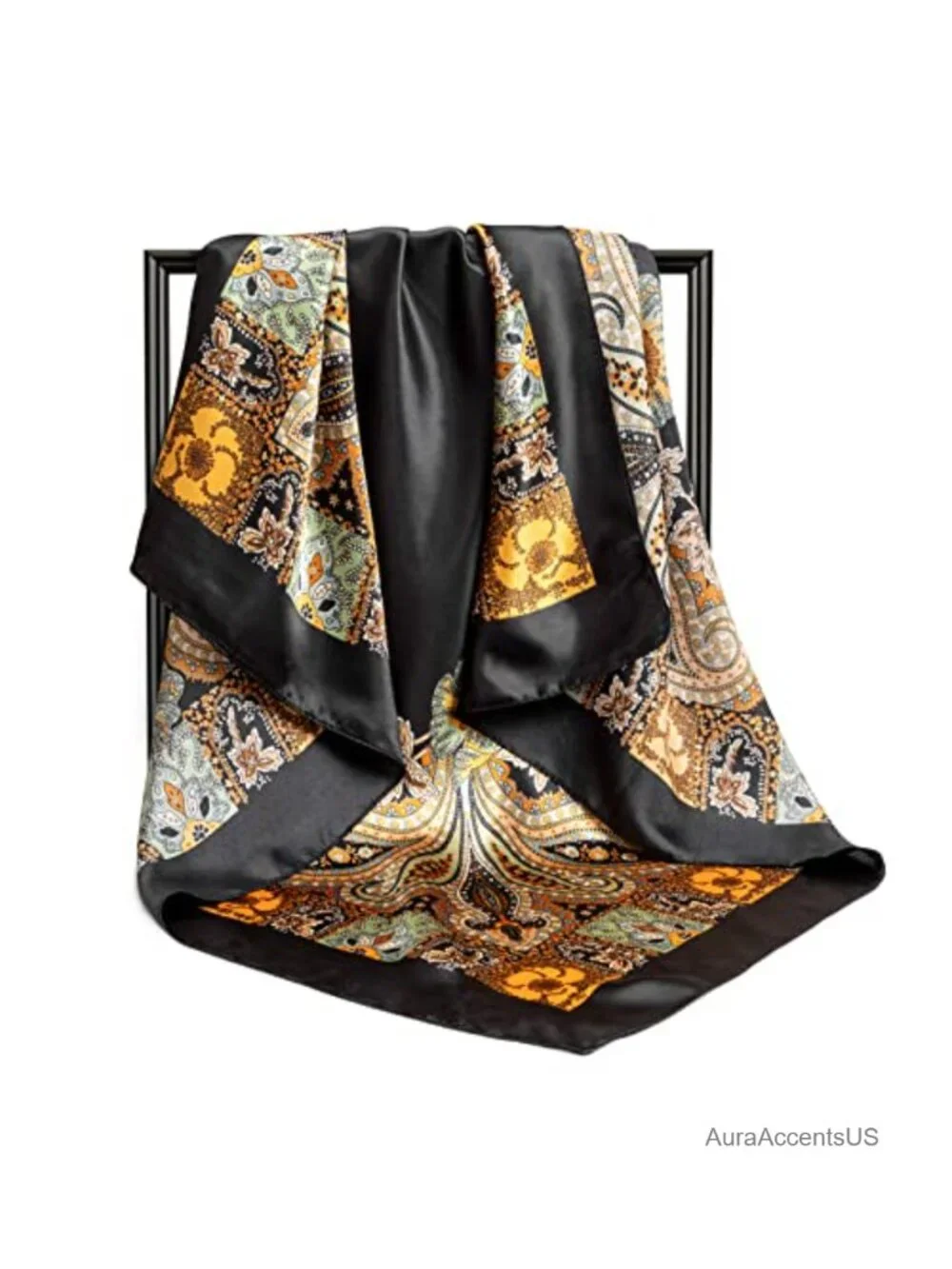 Polyester Silk Feeling Fabric Large Square Satin Head Scarf Set of 4
